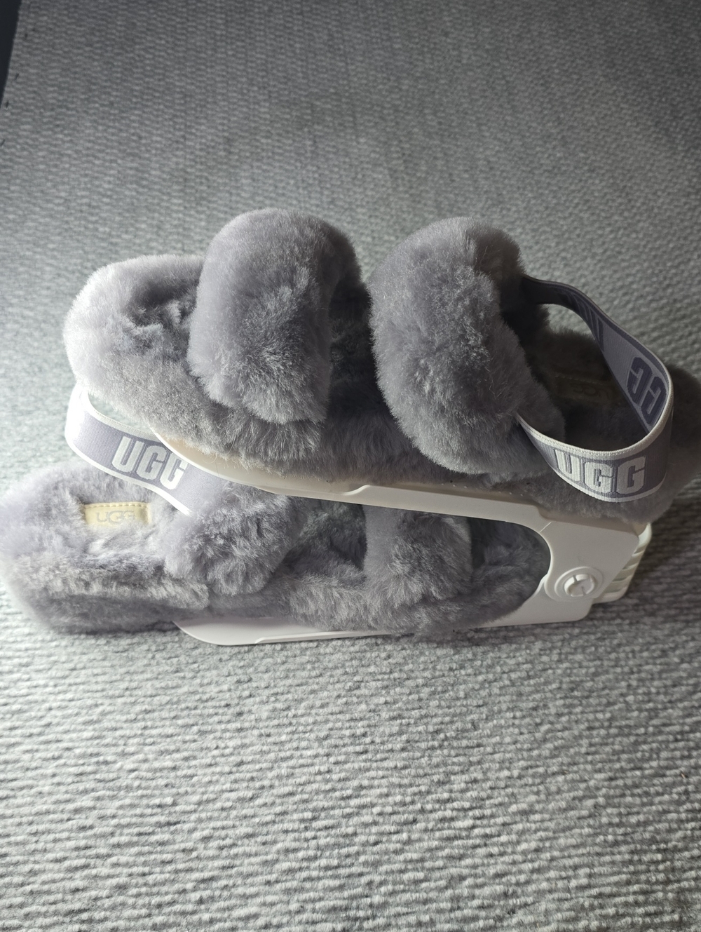 UGG Women's Plush Shearling Slide Sandals - Gray